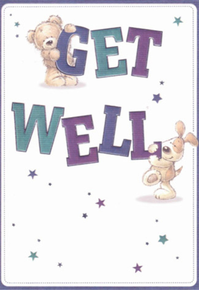 This card perfectly embodies gentle encouragement, telling a heartfelt story through friendly illustrations familiar to anyone in Manor House. A bear and a puppy, full of character and affection, are brought to life with playful brushstrokes. Around them, dancing stars seem to send good wishes swirling across a background as clear and bright as the morning light in Gillespie Park. The typography is large and welcoming-purples and aquas shading each confident letter-grounding the design in comfort and cheer. The tactile quality in every texture-the plushness of the bear's fur, the puppy's velvety ears-adds a sensory richness reminiscent of a lovingly arranged bouquet, crafted for neighbours along Green Lanes. Sending this card alongside a fresh bouquet amplifies the message's radiance, offering a double gift of visual and emotional healing. The whole composition carries a light, buoyant mood, perfect for uplifting loved ones, whether they're down the road in Manor House or recuperating farther afield.